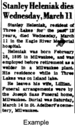An example of a
scanned obituary.